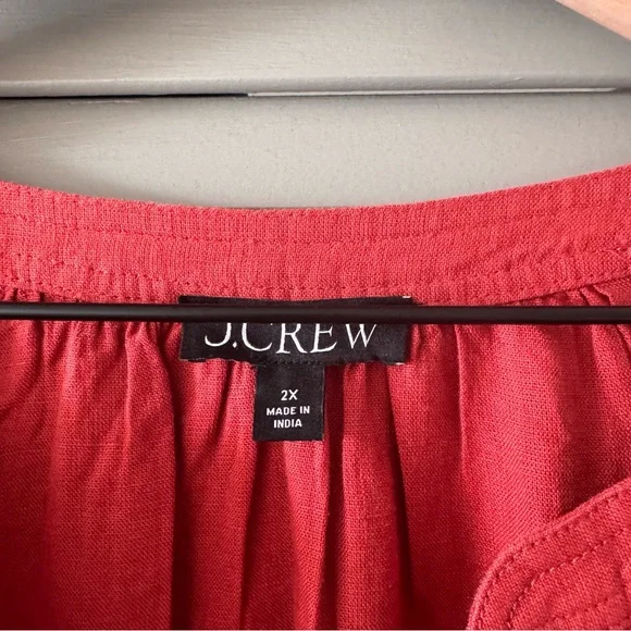J. Crew | 100% Linen Cabana Maxi Dress in Red Sand Brand~ New w/o Tag 2X - Picture 9 of 13